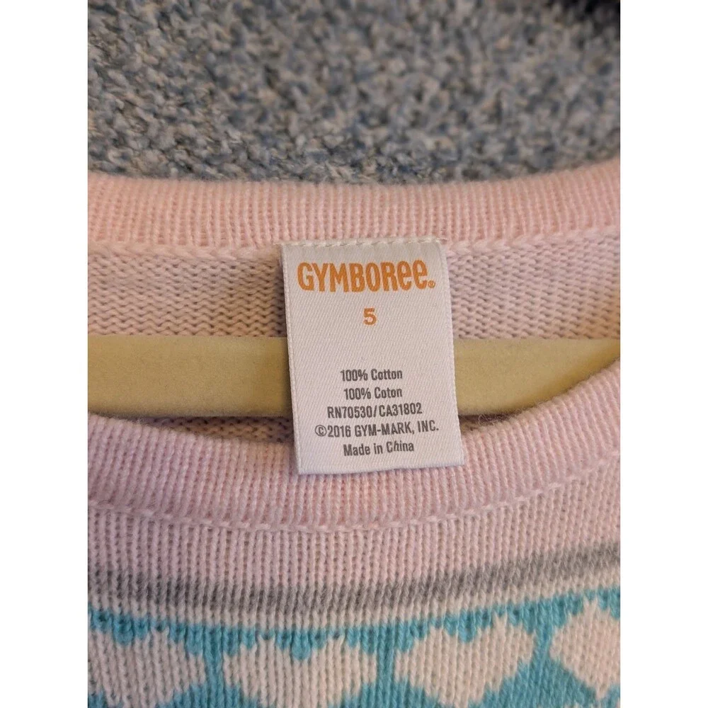 Gymboree Girls Size 5 Snowflake Fun Cotton Pink Heart Fair Isle Sweater Dress